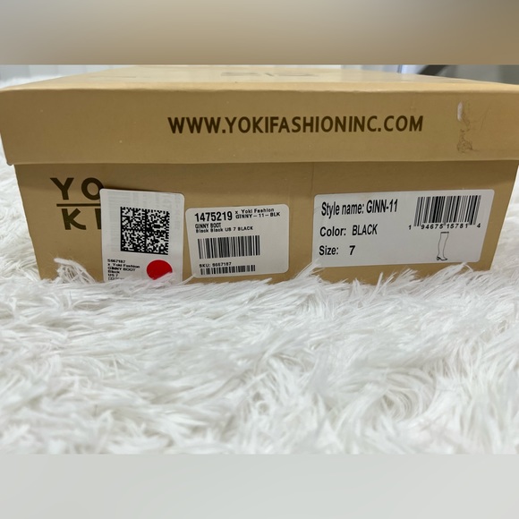 YOKI Over The Knee Stretch Peep Toe Boots Heart Shaped Heel Zip Up Black Size 7 - Picture 14 of 15